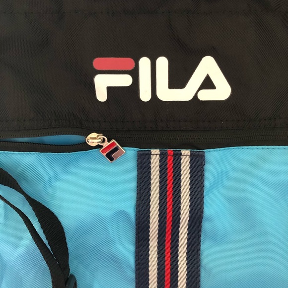 FILA Adjustable Drawstring Backpack Nylon Blue Zip - Picture 5 of 16